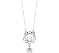 LMRJHAZ Collier Collier en argent, Zodiac Sterling pour Womeelegant Dames Zirconia Crystal Moonstone Pendant Gift Jewelry Girls Birthday