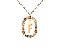 LMRJHAZ Collier de pendentif arc-en-ciel Collier AZ avec chaîne Micro Pave Square Glasps Bijoux Lock Carabiner pour la fabrication