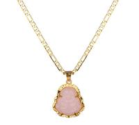 LMRJHAZ Collier de pendentif bouddha plaqué pour femmes hommes 3 mm plats plats Collier de chaîne bleu vert rose rose blanc jaune bouddha, pierre, pas de pierre précieuse