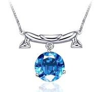 LMRJHAZ Collier en argent sterling, grand topaze oxyde de zirconium, collier astrologique, pour femme, A