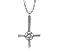 LMRJHAZ Collier Men Pendant Chain Femmes Gift Inversed Cross Colliers Upside Down Satan Pendant 184