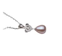 LMRJHAZ Collier pendant perlé femme dame cadeau d'eau douce naturelle pour une fille élégante blanche anniversaire