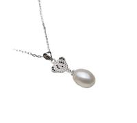 LMRJHAZ Collier pendant perlé femme dame cadeau d'eau douce naturelle pour une fille élégante blanche anniversaire
