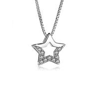 LMRJHAZ Collier pour femmes, collier pendentif en argent sterling S925, collier pendentif pentagramme, chaîne de clavicule à étoile creux à la mode