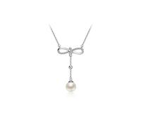 LMRJHAZ Colliers Collier de perle 925 Chaîne de pendentif de perle d'eau fraîche 7-8 mm Round Collier tout-correspondant bijoux Pendants pour femmes