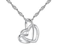 LMRJHAZ Colliers de forme à double coeur et pendentifs Bijoux de mariage de fête de couker pour femmes
