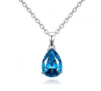 LMRJHAZ Colliers féminins Pendants 925 Bijoux en argent couleur Couleur d'eau Drop Gemstone Pendant Collier Party Gift Bijoux