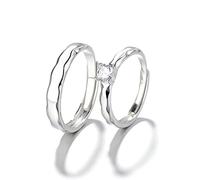 LMRJHAZ Couples Anneaux de fiançailles Ensemble, éternité argentée Anneau Une Vie Un Amour avec Une Forme Ronde Ronde zircone Sterling Argent Sterling relevé des Anneaux réglables