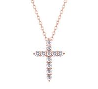 LMRJHAZ Cross de 3,0 mm Pendants à 100% Moisanite pour femmes 925 Collier de combinaison en argent sterling pour les fiançailles S Bridal S