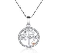 LMRJHAZ Crystal Tree of Life Round Pendant Collier 925 Colliers de tour de cou Heart Bijoux pour femmes