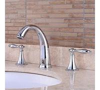LMRJHAZ Cuisine Taps Kitchen Tap Robinet Robinet de douche de salle de bain Chrome fini 3 pièces Tapis de salle de bain Mélangeur pivotant à double manche, robinet de bassin de salle de bain