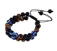 LMRJHAZ Devil Tiger for Unisexe Creative Yoga Réglable per perlé Evil Eye Chain de Bracelet Obsidien Bracelet Bracelets Decor Hand Jewelry Polyester