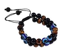 LMRJHAZ Devil Tiger for Unisexe Creative Yoga Réglable per perlé Evil Eye Chain de Bracelet Obsidien Bracelet Bracelets Decor Hand Jewelry Polyester