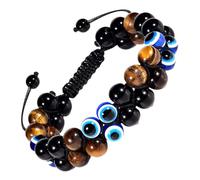 LMRJHAZ Devil Tiger for Unisexe Creative Yoga Réglable per perlé Evil Eye Chain de Bracelet Obsidien Bracelet Bracelets Decor Hand Jewelry Polyester
