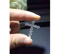 LMRJHAZ Diamond Cross Pendant Real 925 Collier pendentif de mariage pour femmes Bijoux de pierres précieuses hommes