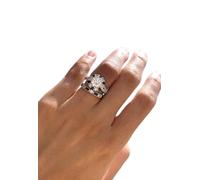 LMRJHAZ Élégant anneau de fiançailles de mariage pour femmes deux en un halo topaze carrée cubique de zircone ensembles anneau de coupe diamant simulé 4CT Round Cushion Cut Solitaire Anneaux (7#)