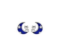 LMRJHAZ Fashion dames simples 925 boucles d'oreilles Stud Personnalité Blue Star Moon Ornement Boucles d'oreilles de banquet de fête de Noël