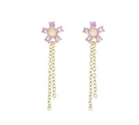 LMRJHAZ Femmes 925 Boucles d'oreilles en Argent Sterling, Boucles d'oreilles à Fleurs dangereuses avec amethyste, Boucles d'oreilles en Or à Longue chaîne, Boucles d'oreilles de