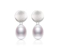 LMRJHAZ Femmes rondes givrées solides sterling 925 Boucles d'oreilles haut de gamme de boucles d'oreille perle de perle naturelle givrées