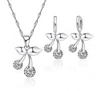 LMRJHAZ Femmes Zircon Pendant Collier Boucles d'oreilles Ensemble de bijoux pour la Saint-Valentin S925 Mariage de mariage