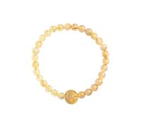 LMRJHAZ Feng Shui Cinq Dieux de Richesse des Bracelets d'étirement perlées, Bracelets en Cristal d'énergie à Quartz rutilé en Citrine et doré