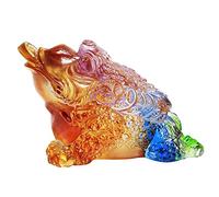LMRJHAZ Feng Shui Money Frog Toad Statue Sculpture Decoration, Lucky Wishful Toad (Trois Pattes de Richesse à Trois Pattes ou Argent) Ornements en Verre de guérison, Attirer la Richesse et Bonne