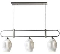 LMRJHAZ French Light Luxury Ceramic Long Row Chaner LED E14 Dimmable Electroplated Metal Pendant Light Living Room Bar Bar Bar Art Plafond Plafonnement, Chaners (Silver 3 Heads)