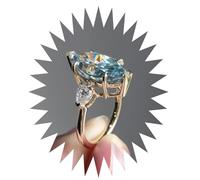 LMRJHAZ Girl Products anneaux Ring Jewelry Women Men Promet Wedding Populaire Blue Green Zircon Ring en forme de poire Proposition à la mode et Cadeaux d'anneau de diamant de fiançailles