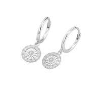LMRJHAZ Helm Rond en Pente de Petites Boucles d'oreilles de Cerceau pour Les Femmes Filles 925 Argent Sterling Mignon étoile Creux du gouvernail charmes Baisse des cerceaux margies Pendants