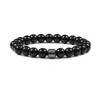 LMRJHAZ Hommes Bracelet de Pierre de Roche Naturelle Énergie hématite Cylindre diffuseur de Lave Noir