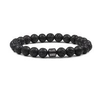 LMRJHAZ hommes Bracelet de pierre de roche naturelle Énergie hématite cylindre diffuseur de lave noir