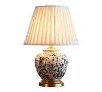 LMRJHAZ Lampe de Table à LED de Gradation en céramique européenne Classical Porcelaine Bedside Study Bedroom Wedding Decor Desk Light (Couleur: Interrupteur de Bouton, Taille: 55x38cm) (Interrupteur