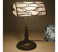 LMRJHAZ Lampe de Table, Lampe rétro, Abat-Jour en Verre coloré, Lampe de Table, Lampe de Table de Lecture, Base en Alliage de Lotus (x)