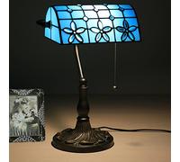 LMRJHAZ Lampe de Table, Lampe Vintage, Abat-Jour en Verre coloré, Lampe de Table, Lampe de Table de Lecture, Base en Alliage de Lotus (DD)