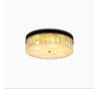 LMRJHAZ Lampes de Plafond en Cristal Modernes Rond LED Flush Mount Chaner en Cuir Pendentif éclairage pour l'îlot de Cuisine Salle de Salle à Manger Chambre Salle de Bain-Noir 50x15cm (Noir