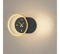 LMRJHAZ Lumière Murale Minimaliste postmoderne, Lampe Murale de Chambre décorative en Forme d'horloge créative avec LED Non-Dimming + Remote Control, Noir + D Appliques murales
