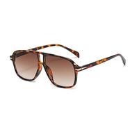 LMRJHAZ Lunettes de soleil rétro à double ponts pour homme avec rivets décoratifs UV400 tendance léopard, Dégradé de thé léopard, Taille unique