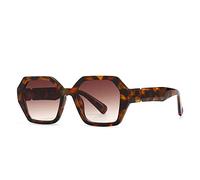 LMRJHAZ Lunettes de soleil rétro polygonales colorées pour femmes, lunettes UV400 dégradées, Thé léopard, Taille unique