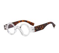 LMRJHAZ Lunettes de soleil rétro rondes pour femmes punk, lunettes de soleil UV400 tendance à verres océaniques, lunettes de soleil à rivets tendance, Léopard transparent, Taille unique