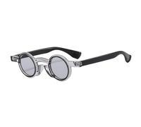 LMRJHAZ Lunettes de soleil rétro rondes punk pour femmes, double couleur, lunettes de soleil tendance UV400, gris, Taille unique