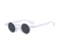 LMRJHAZ Lunettes de soleil rétro rondes punk pour femmes, double couleur, lunettes de soleil tendance UV400, blanc, Taille unique