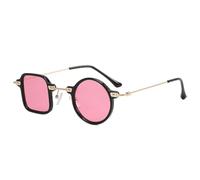 LMRJHAZ Lunettes de soleil rondes carrées rétro uniques pour femmes mode clair océan verres nuances UV400 hommes punk lunettes de soleil, noir/rose, Taille unique