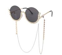 LMRJHAZ Lunettes de soleil rondes en strass pour femme vintage en cristal ovale, 1, Taille unique