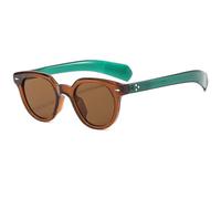LMRJHAZ Lunettes de soleil rondes rétro pour homme et femme - Monture à rivets colorés - Lunettes de soleil vintage UV400, Thé vert, Taille unique