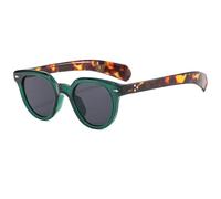 LMRJHAZ Lunettes de soleil rondes rétro pour homme et femme - Monture à rivets colorés - Lunettes de soleil vintage UV400, Vert Demi Gris, Taille unique