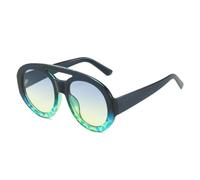 LMRJHAZ Lunettes de soleil rondes surdimensionnées pour femmes, lunettes de soleil ovales pour hommes, lunettes vintage pour femmes, Bleu-vert., Taille unique