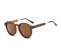 LMRJHAZ Lunettes de soleil rondes tendance pour femmes et hommes, unisexe, grand cadre, lunettes de soleil rétro orange lunettes dames UV400, Marron léopard, Taille unique