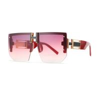 LMRJHAZ Lunettes de soleil sans monture pour femme - Style vintage - Sans monture - Tendance - Haut plat, Rouge, Taille unique