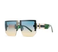 LMRJHAZ Lunettes de soleil sans monture pour femme - Style vintage - Sans monture - Tendance - Haut plat, Vert, Taille unique