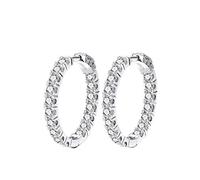 LMRJHAZ Luxury 925 Boucles d'oreilles de Cerceau en Zircon Complet pour Femmes 26 mm Boucles d'oreilles Rond en Argent Sterling Hyperbole Bijoux de Mode